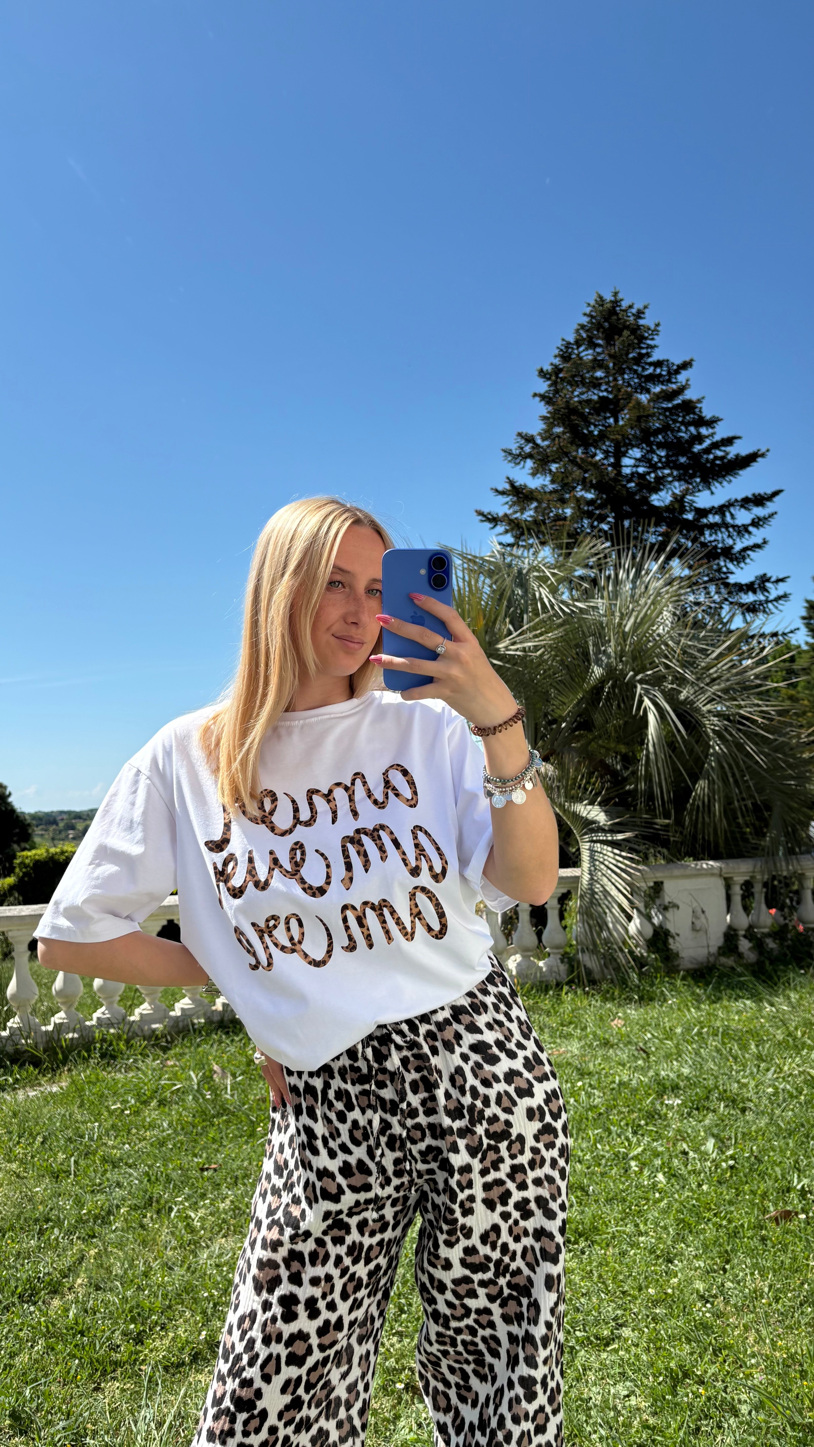 T-shirt amor imprimé léopard