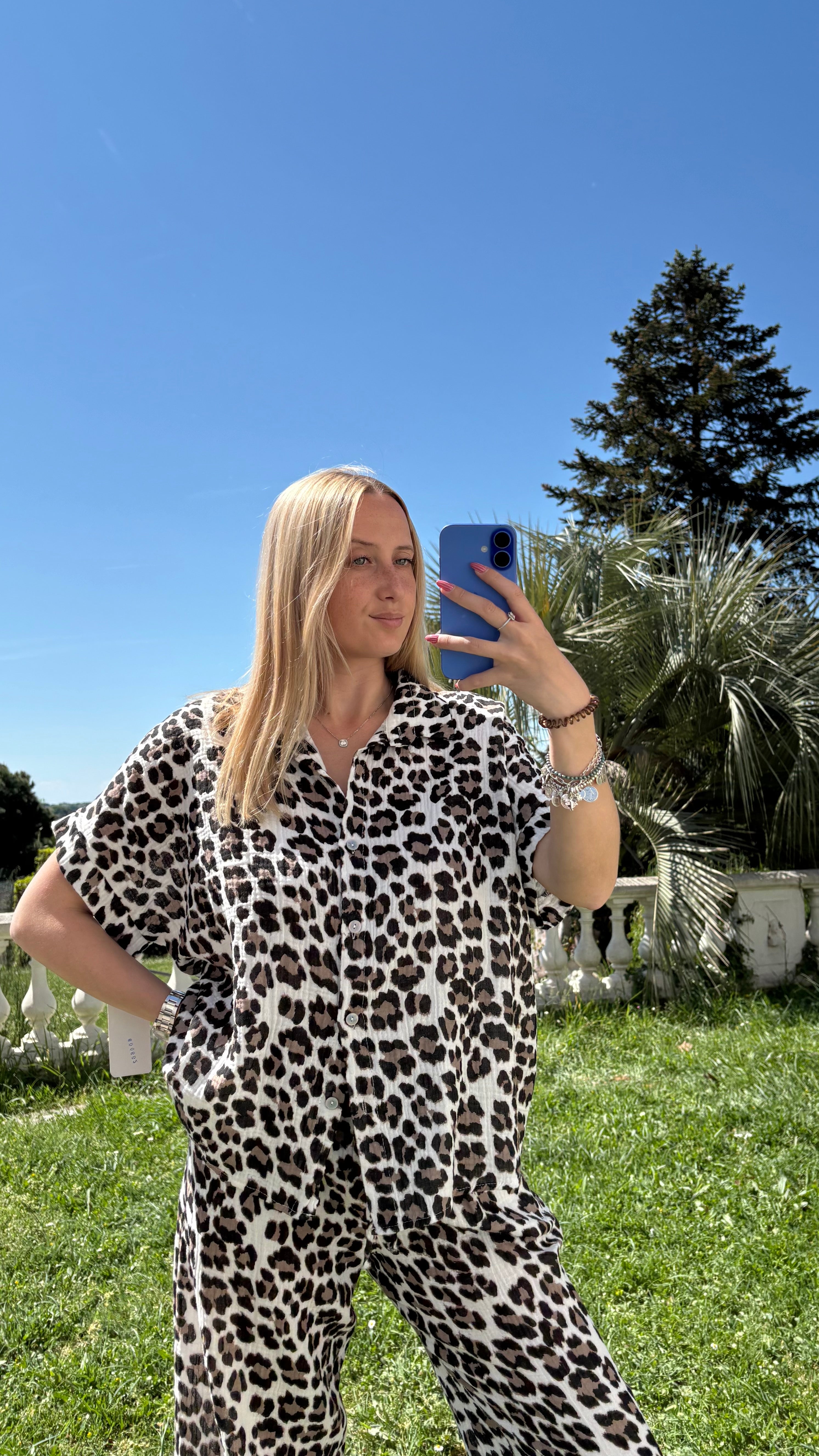 Ensemble gaze de coton léopard marron