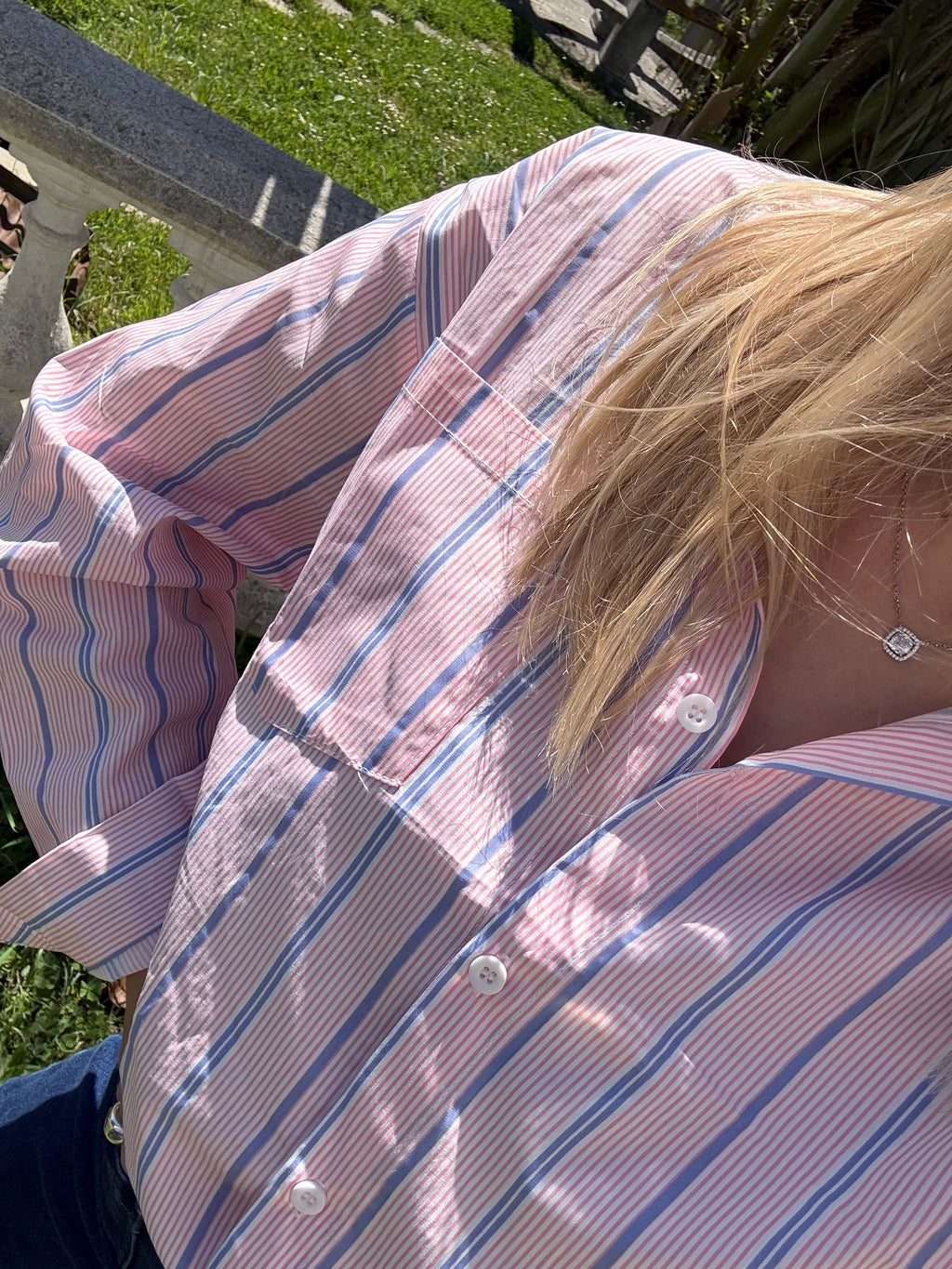 Chemise rayée rose et bleu