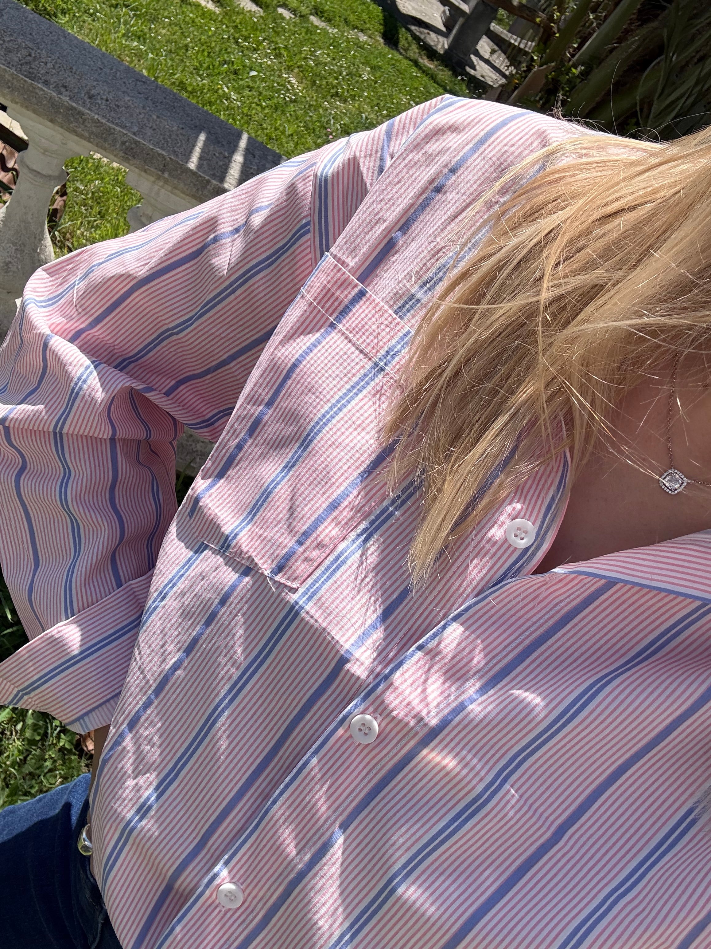 Chemise rayée rose et bleu
