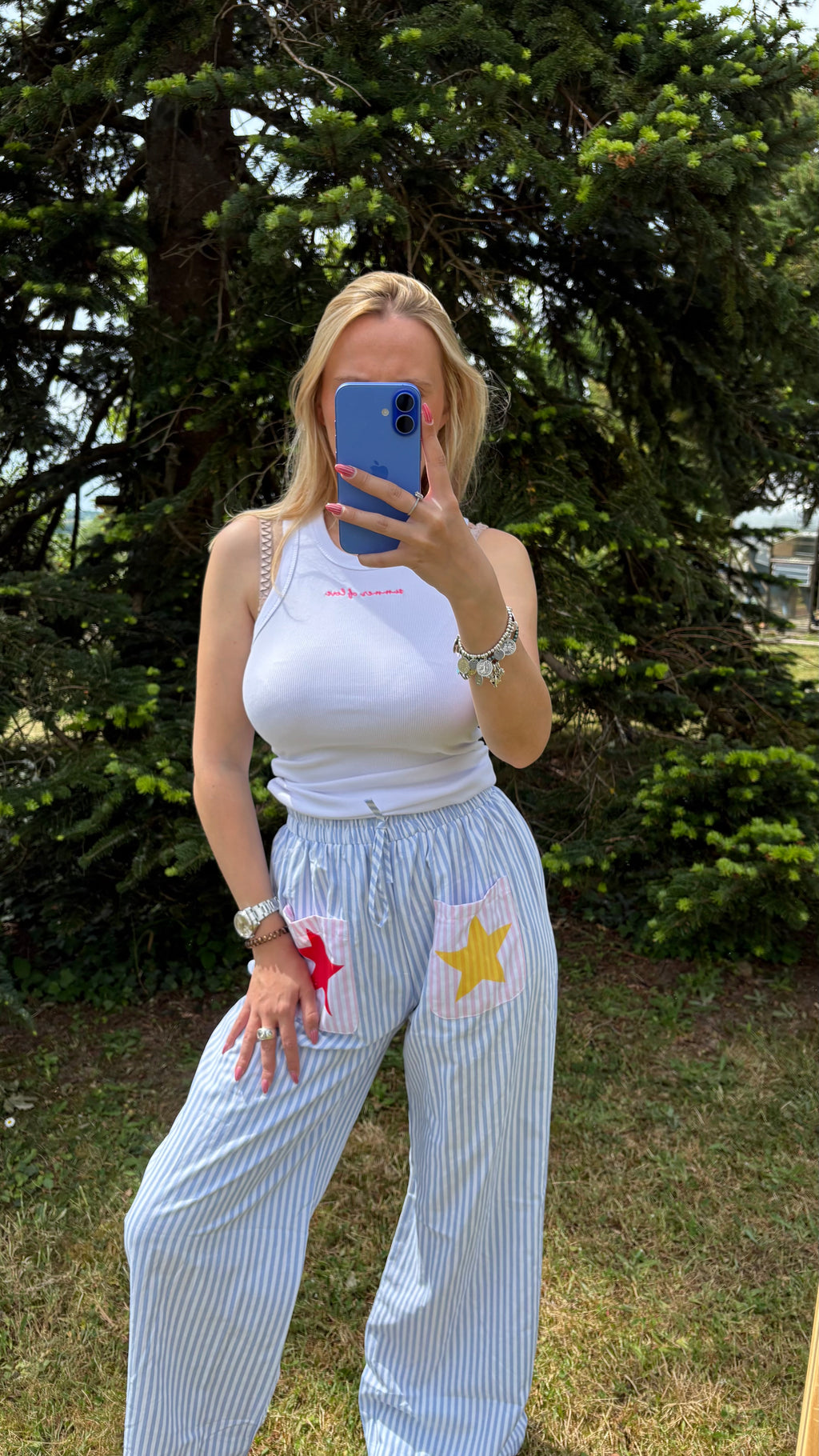 Pantalon large à rayures
