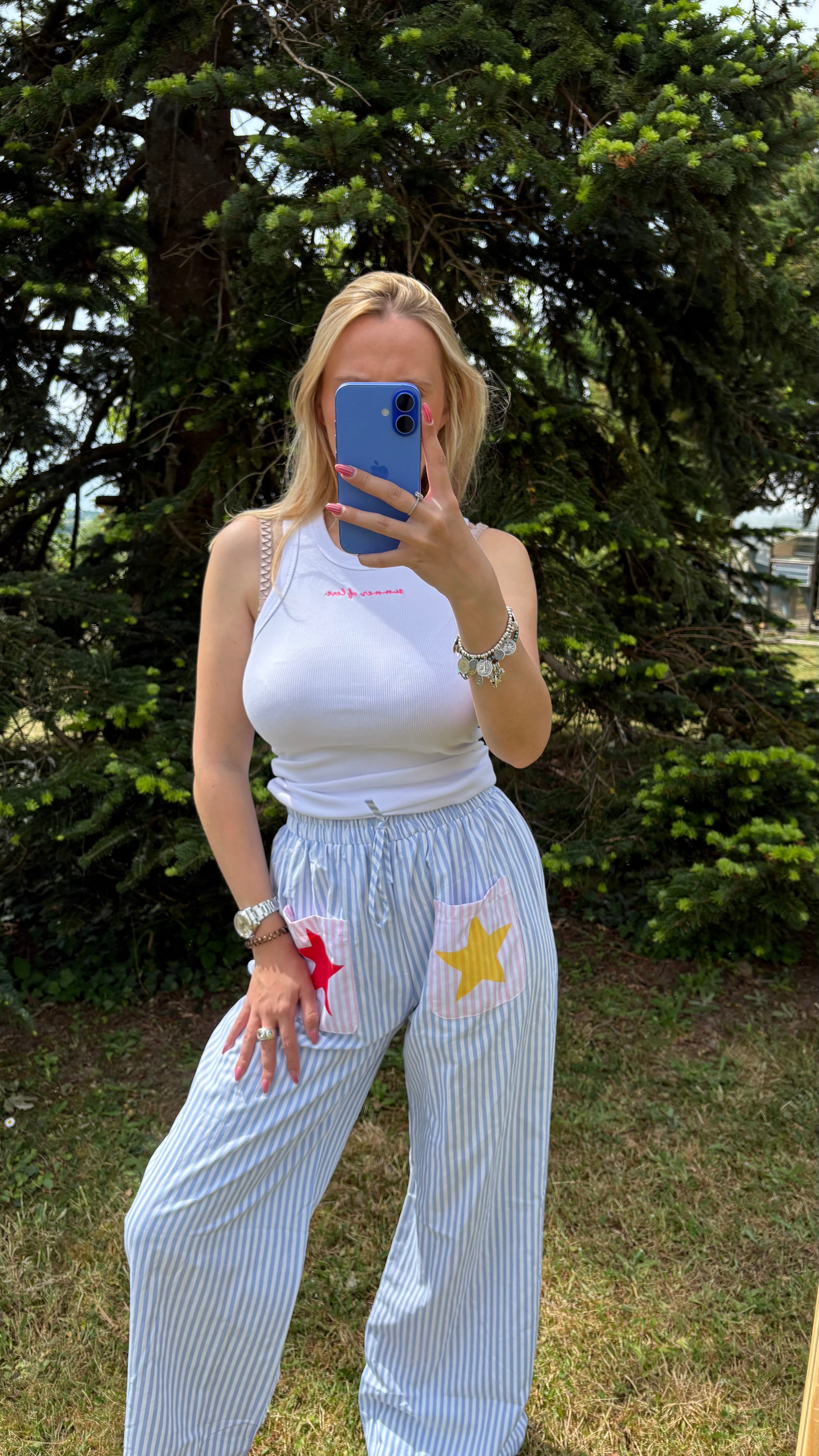 Pantalon large à rayures