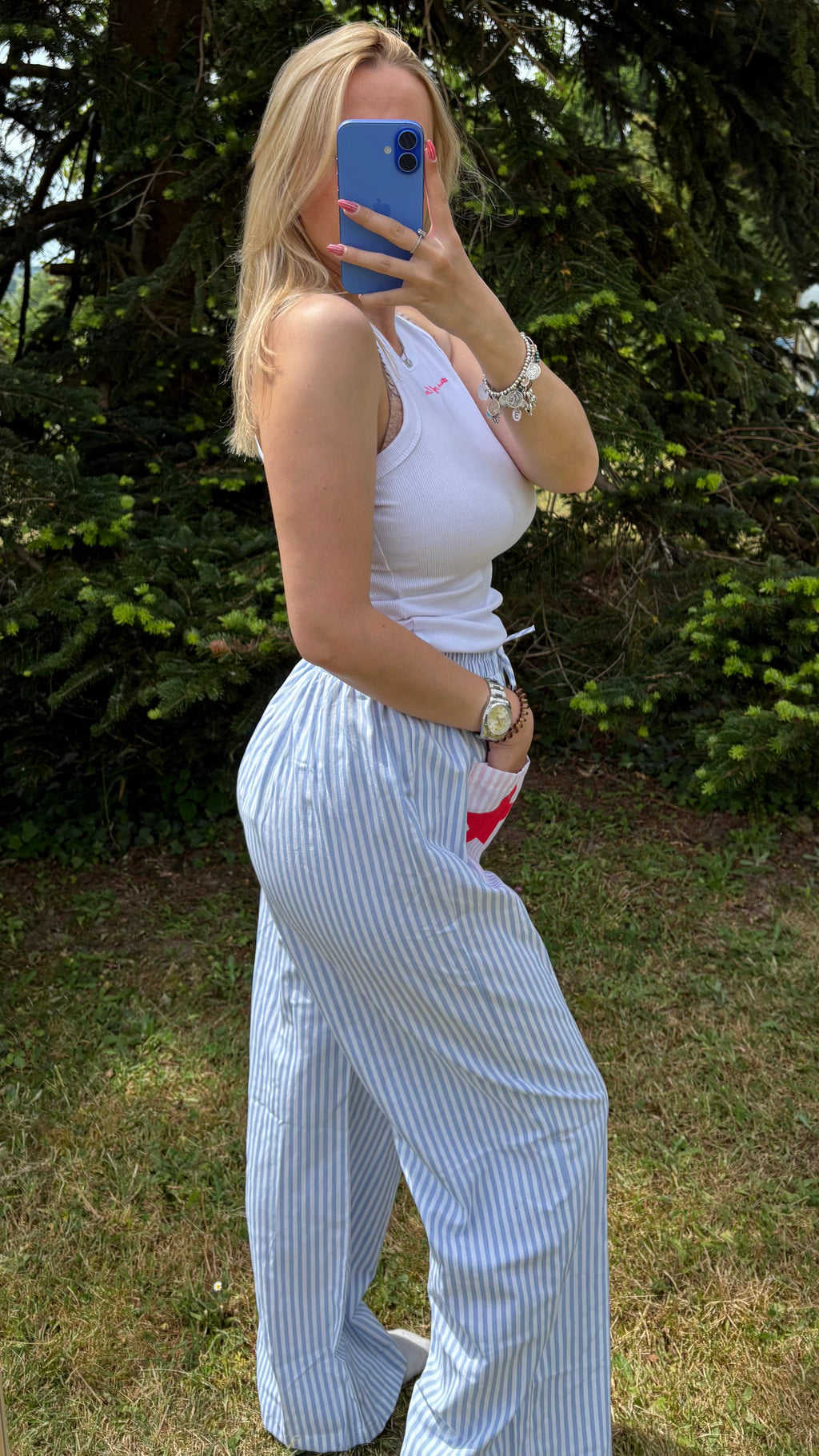 Pantalon large à rayures
