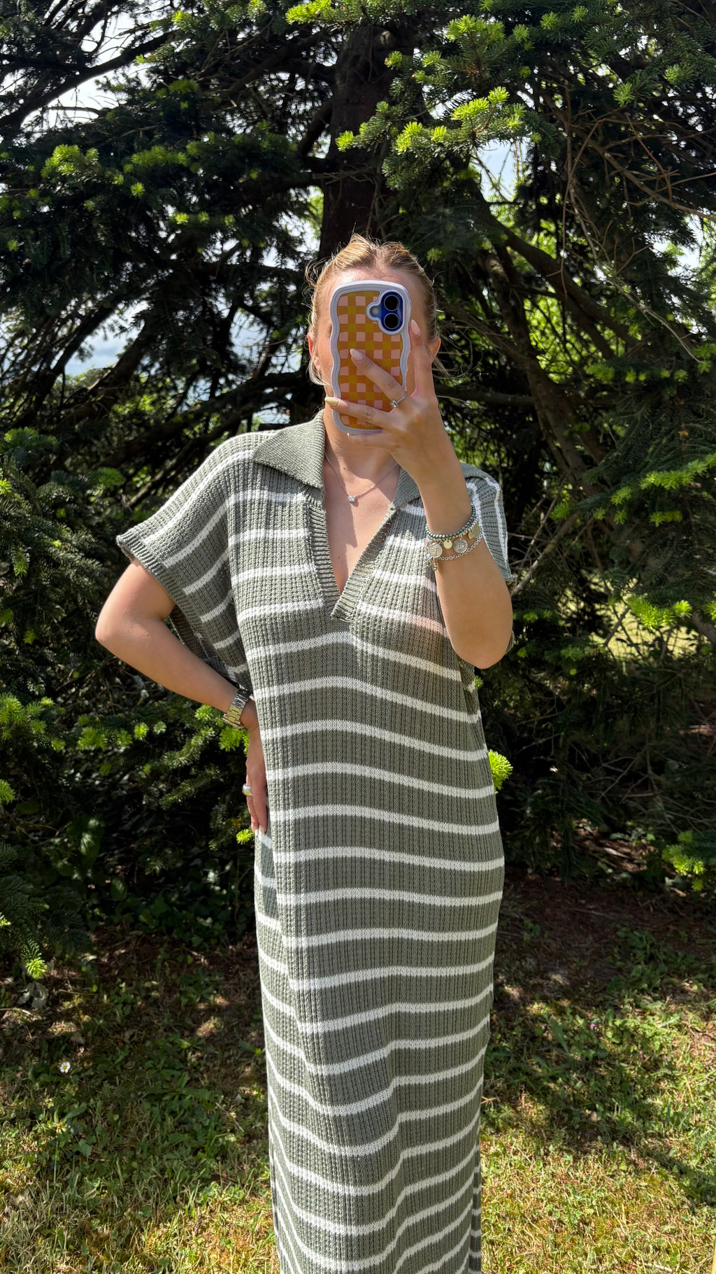 Robe longue rayée