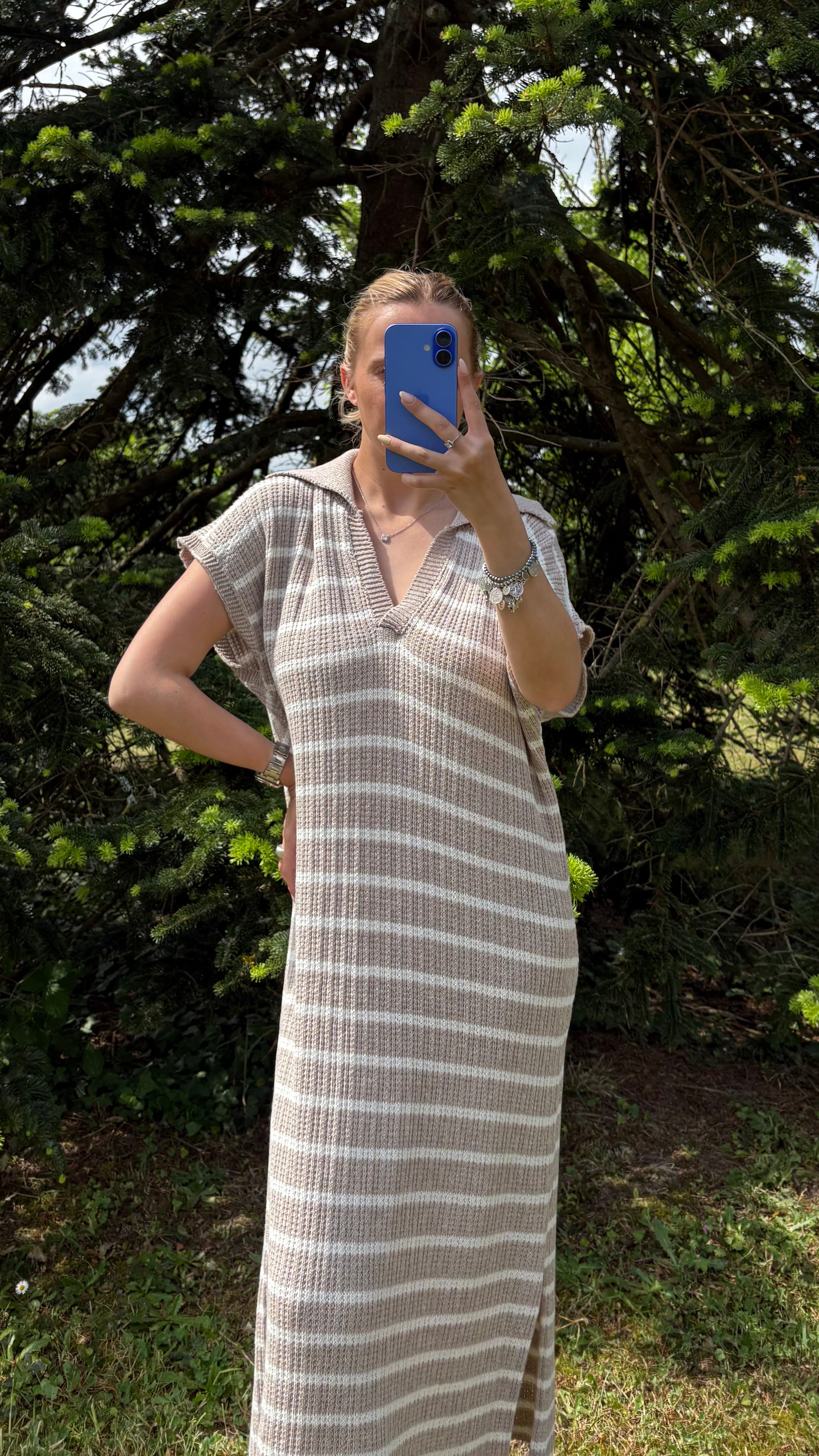 Robe longue rayée
