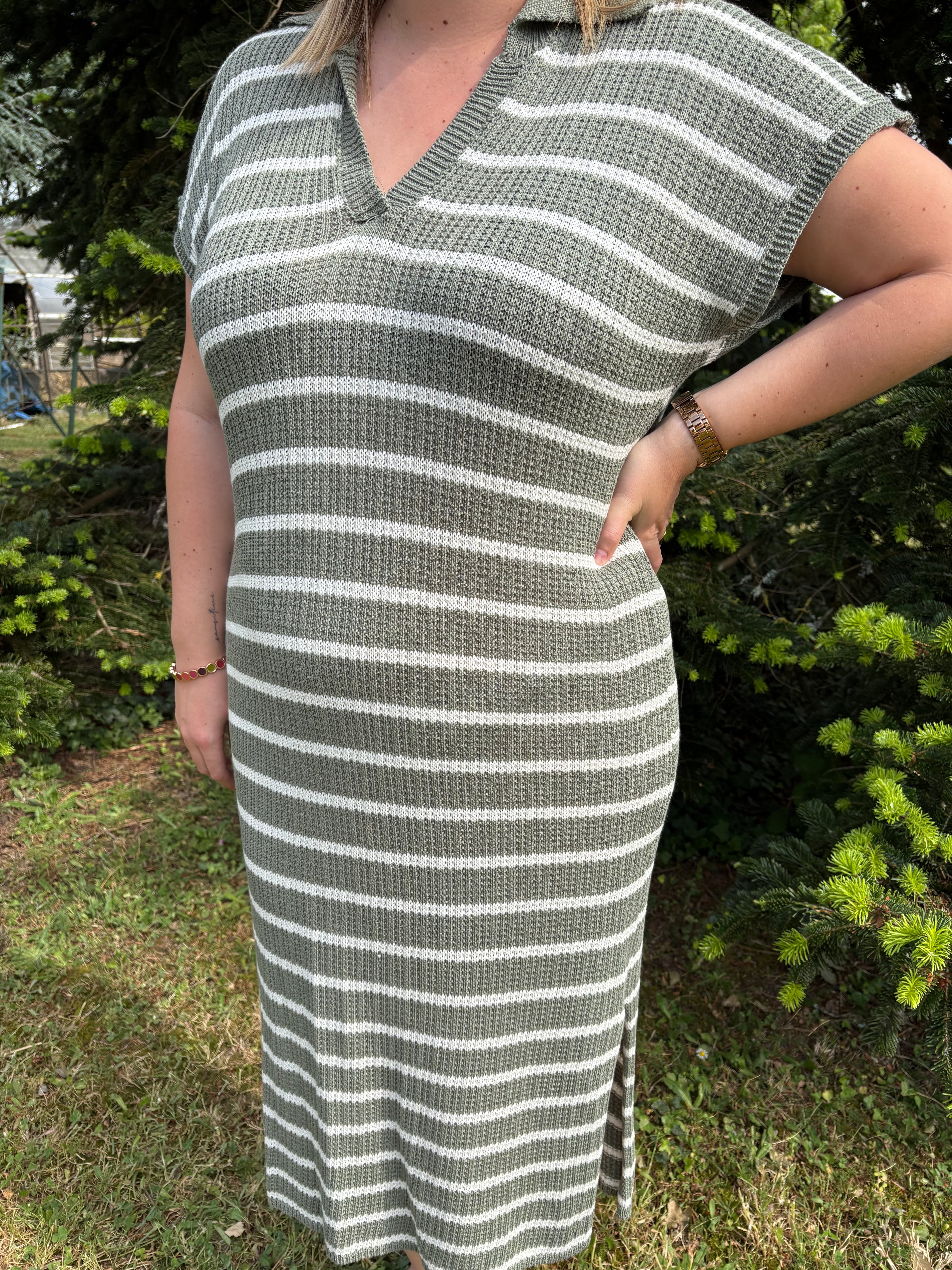 Robe longue rayée