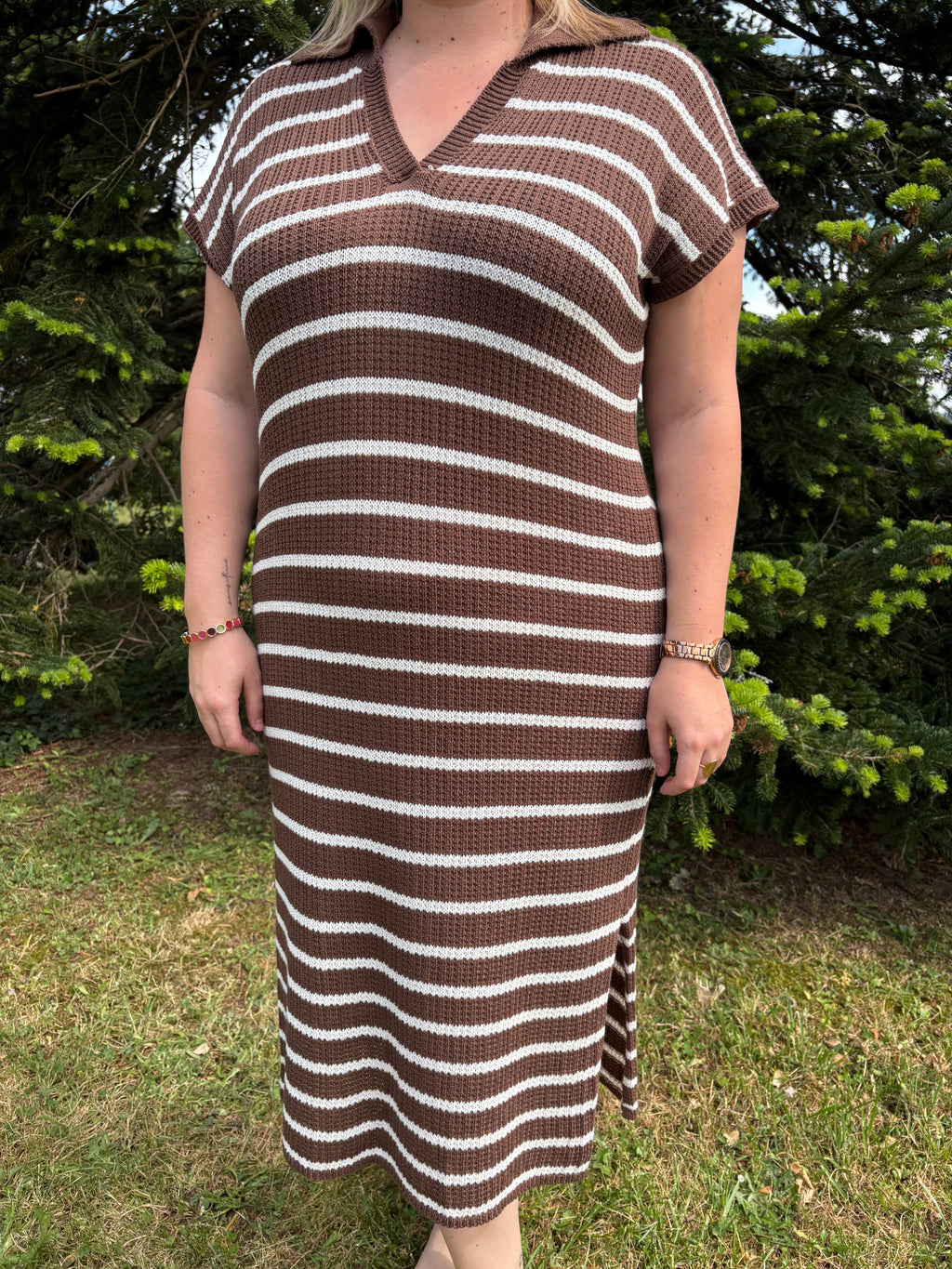 Robe longue rayée