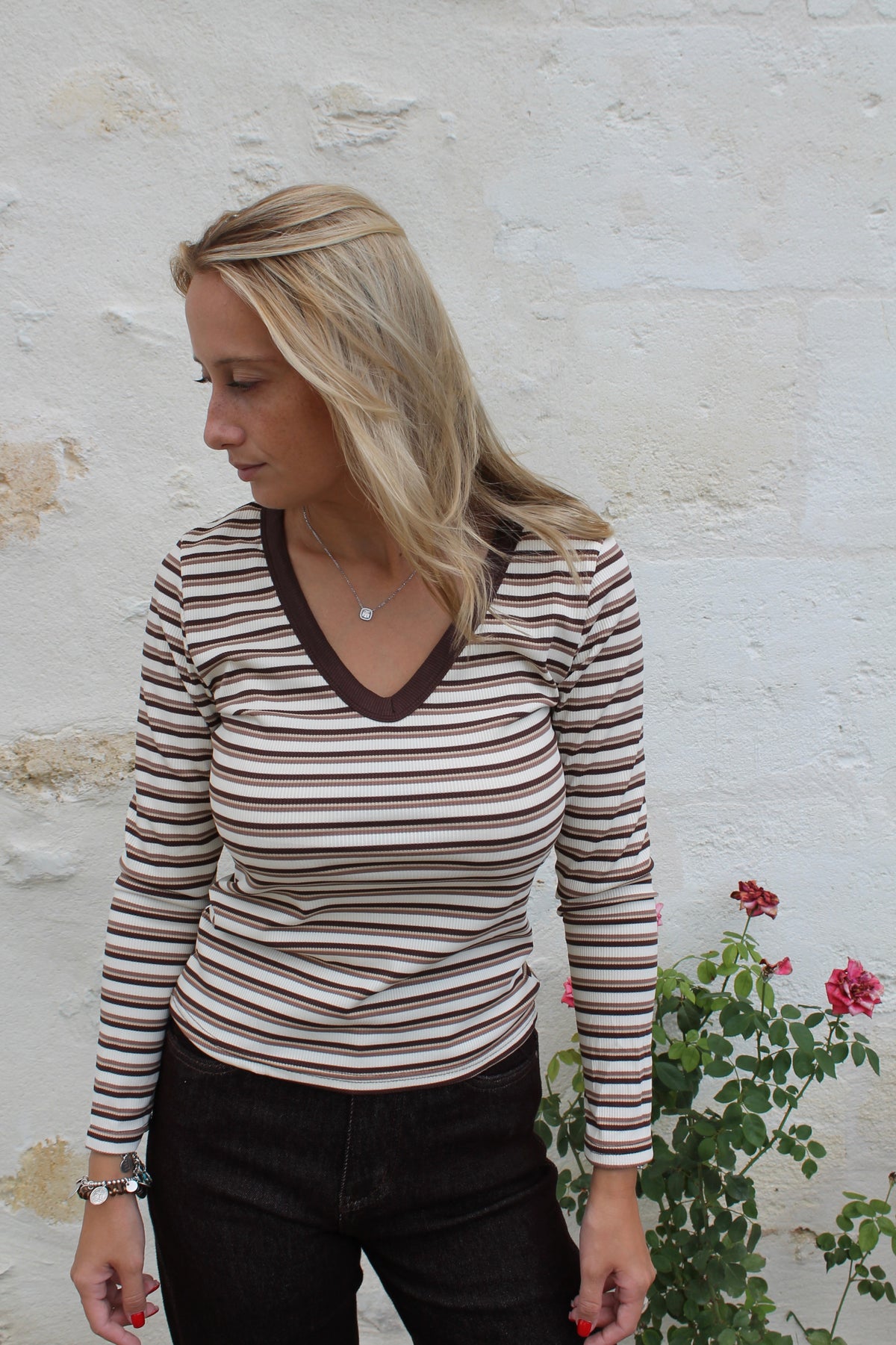 Garance - t-shirt côtelé rayé