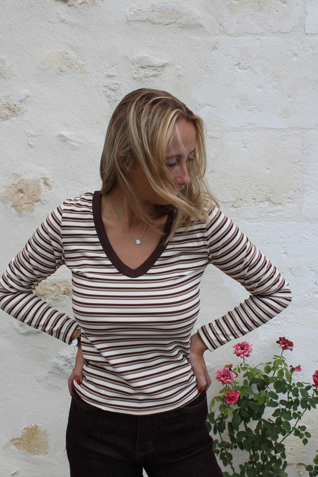 Garance - t-shirt côtelé rayé